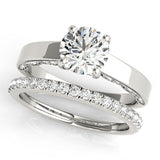 Solitaire Engagement Ring With Pave' Diamond on Side Profile