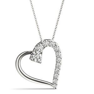 Diamond Tilted Heart Pendant