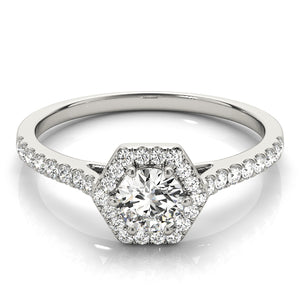 Halo Engagement Ring 14K White Gold Included 0.80 ct Center Diamond I-VS2 GIA Graded