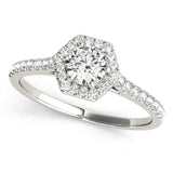 Halo Engagement Ring 14K White Gold Included 0.80 ct Center Diamond I-VS2 GIA Graded