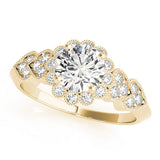 Vintage Lily Milgrain Engagement Ring