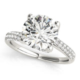 Solitaire Engagement Ring Triple Rows of Micro Pave'