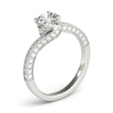 Milgrain Solitaire Engagement Ring Three Sided Pave'