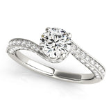 Milgrain Solitaire Engagement Ring Three Sided Pave'