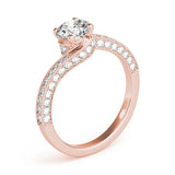 Milgrain Solitaire Engagement Ring Three Sided Pave'