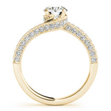 Milgrain Solitaire Engagement Ring Three Sided Pave'