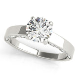 Solitaire Engagement Ring With Pave' Diamond on Side Profile