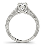 Prong Set Pave' Engagement Ring Antique Profile