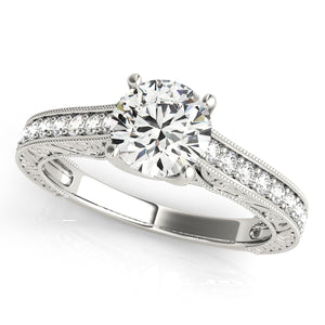 Prong Set Pave' Engagement Ring Antique Profile