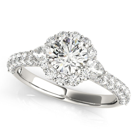 Halo Engagement Ring With Side Stones