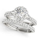 Halo Engagement Ring With Side Stones
