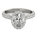 Oval Halo Engagement Ring Micro Pave' Band