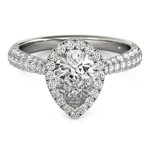 Pear Halo Pave Engagement Ring